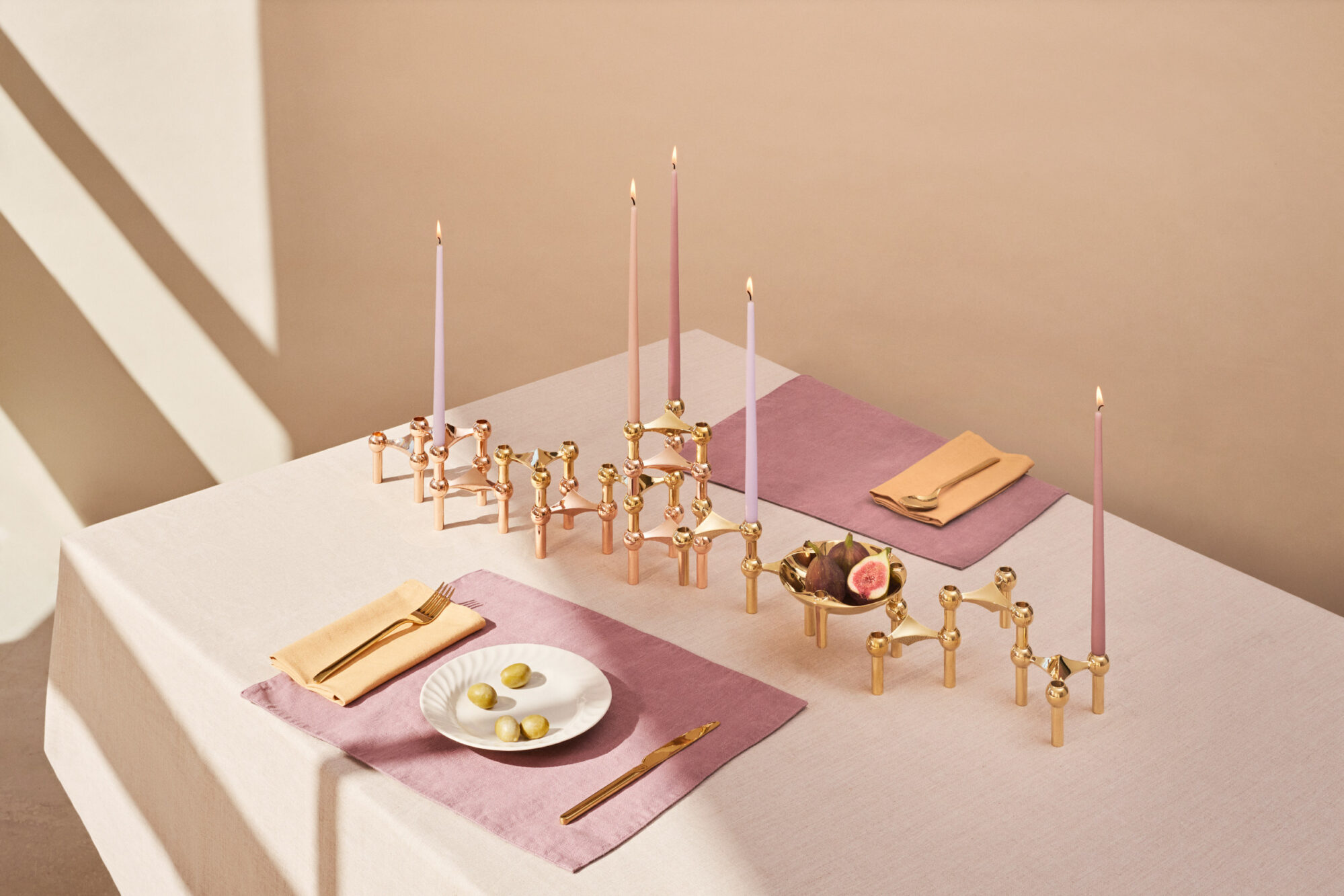 candle holders in solid brass and rose gold