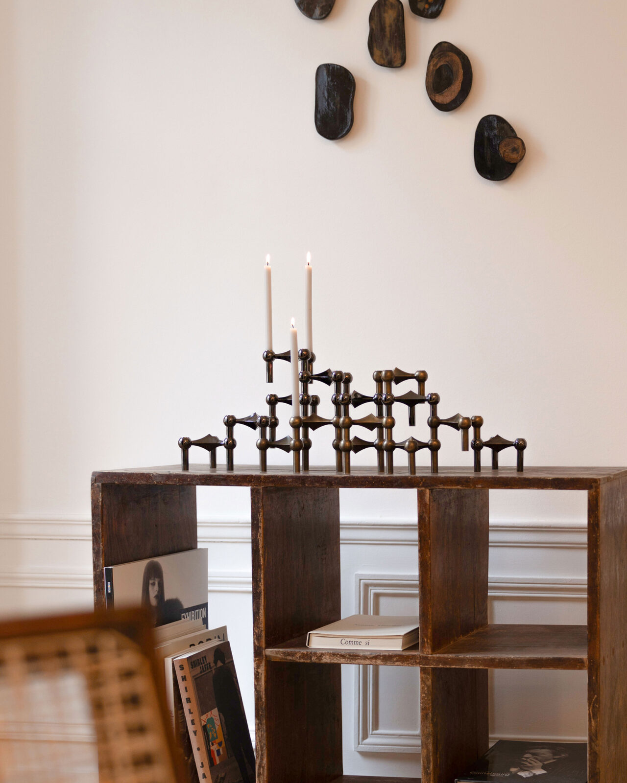 stoff nagel candle holders in bronzed brass