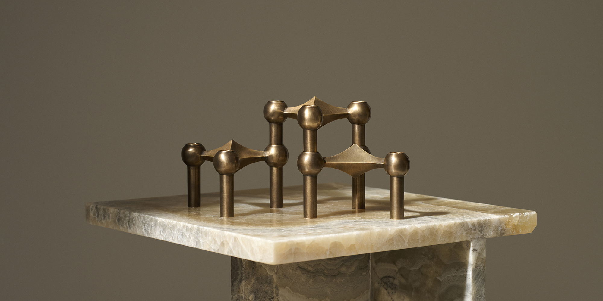 stoff nagel bronzed brass candle holders