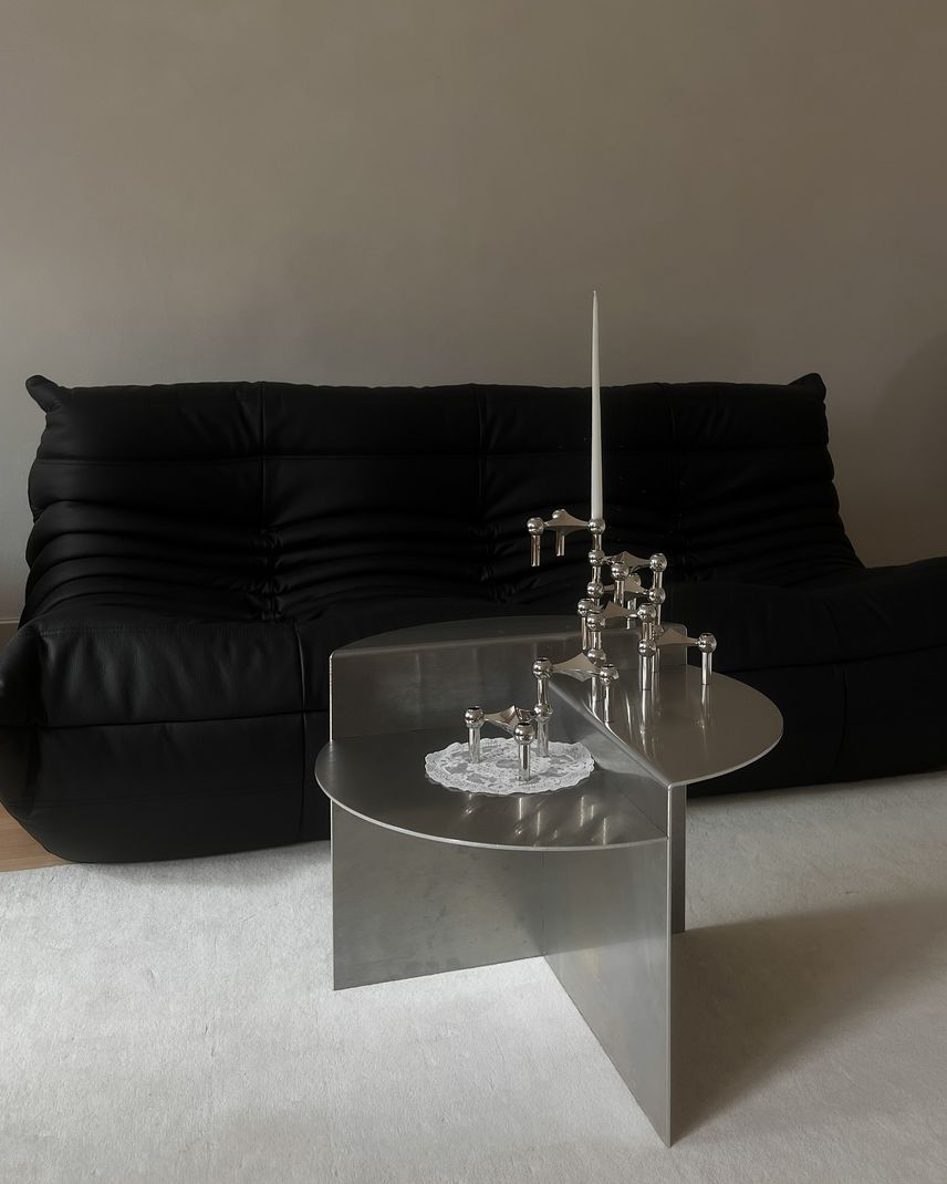 stoff nagel candle holder sculpture in chrome
