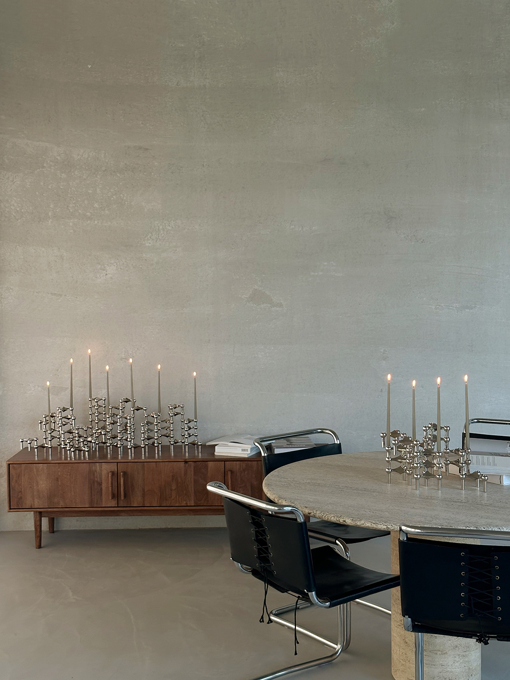 stoff nagel candle holders in chrome