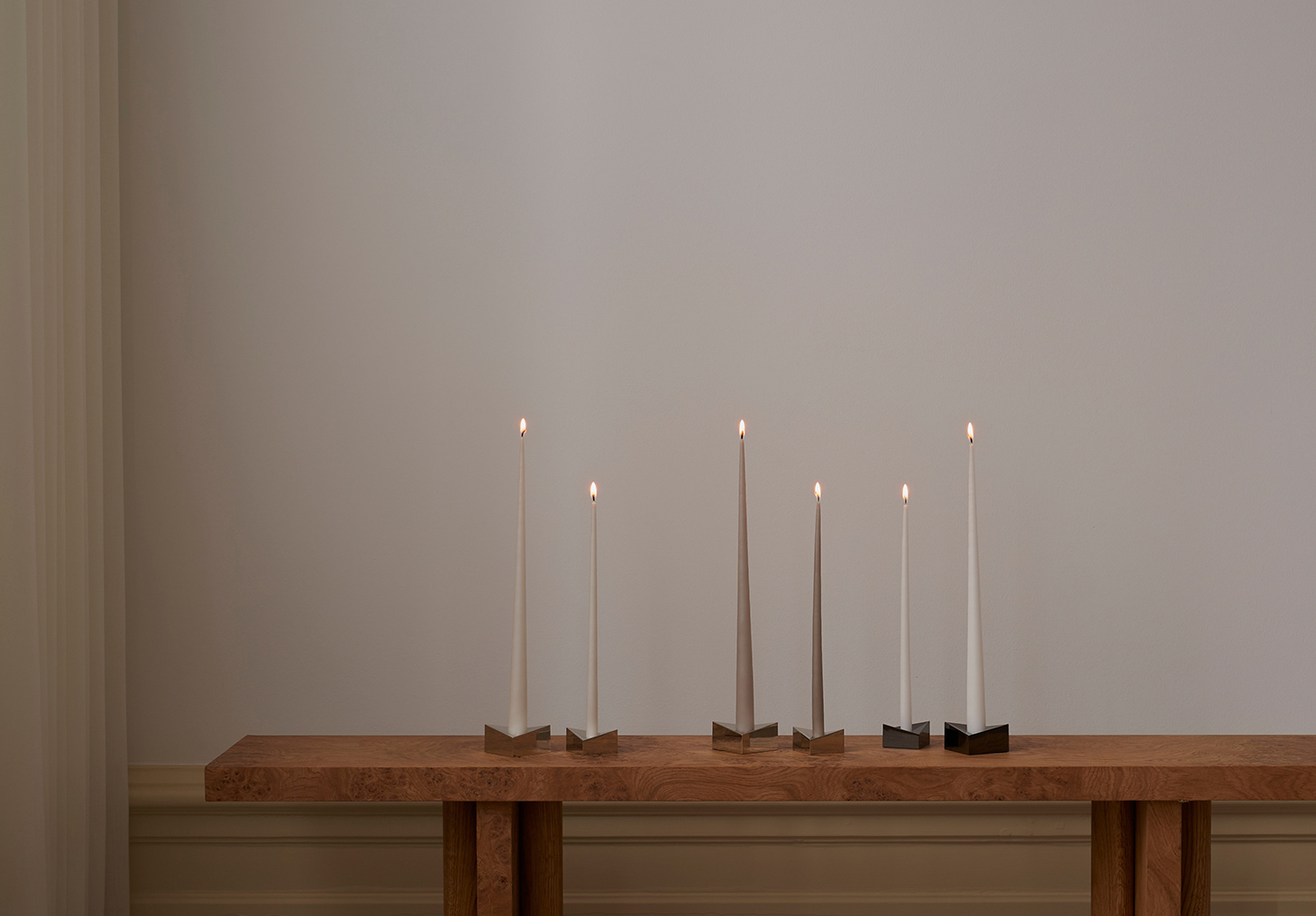 stoff nagel large taper candles and reflect candle holders