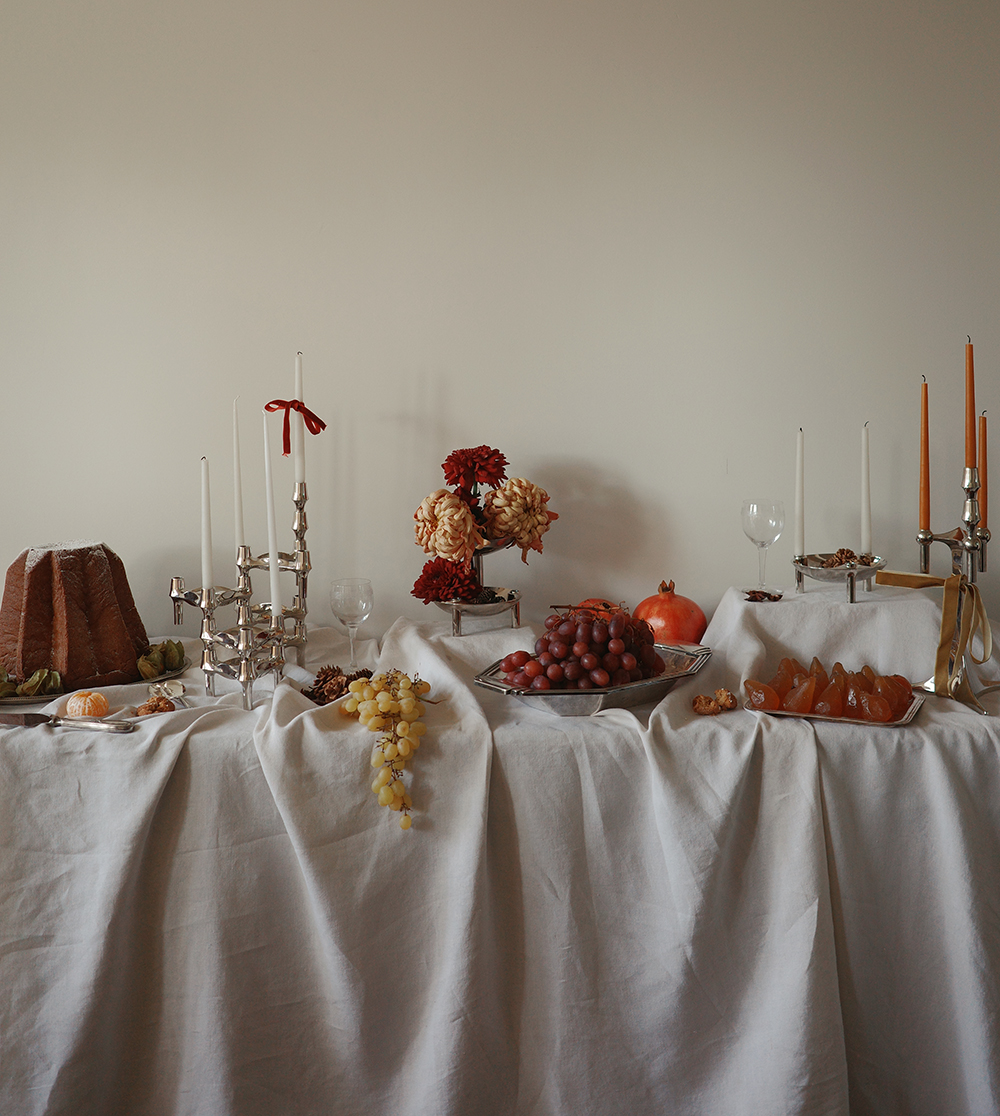 stoff nagel christmas table with bmf candle holders