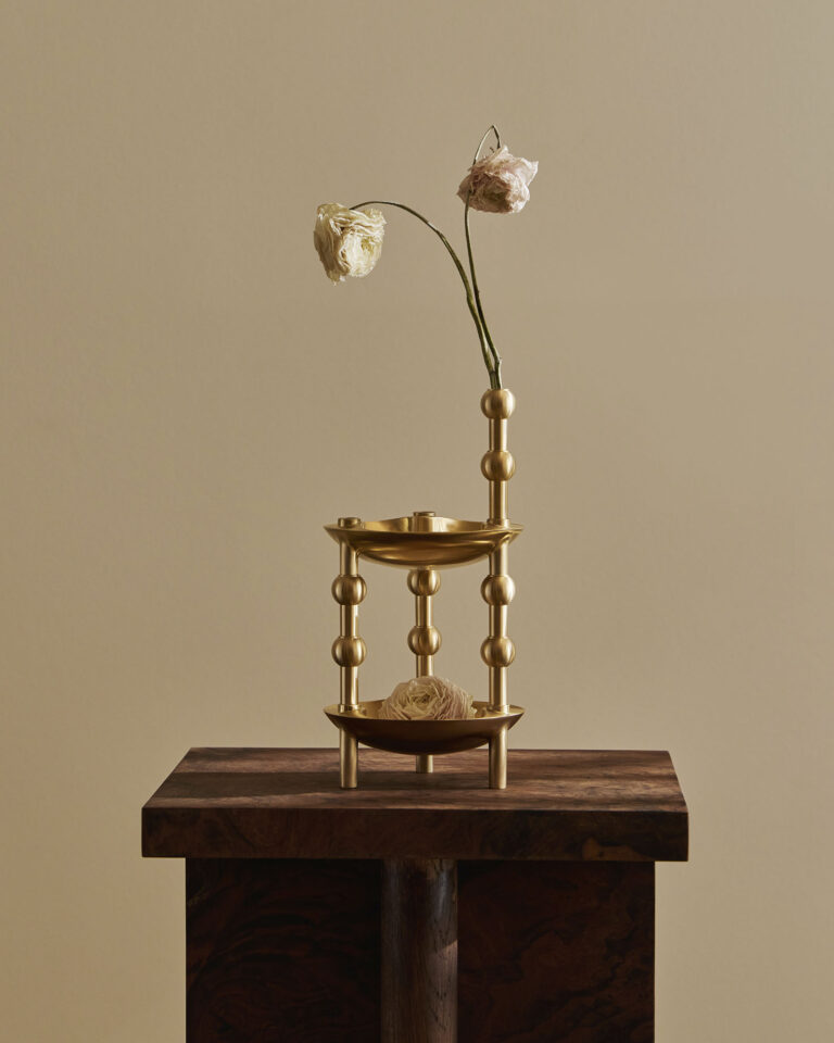 brushed brass bowl + vase