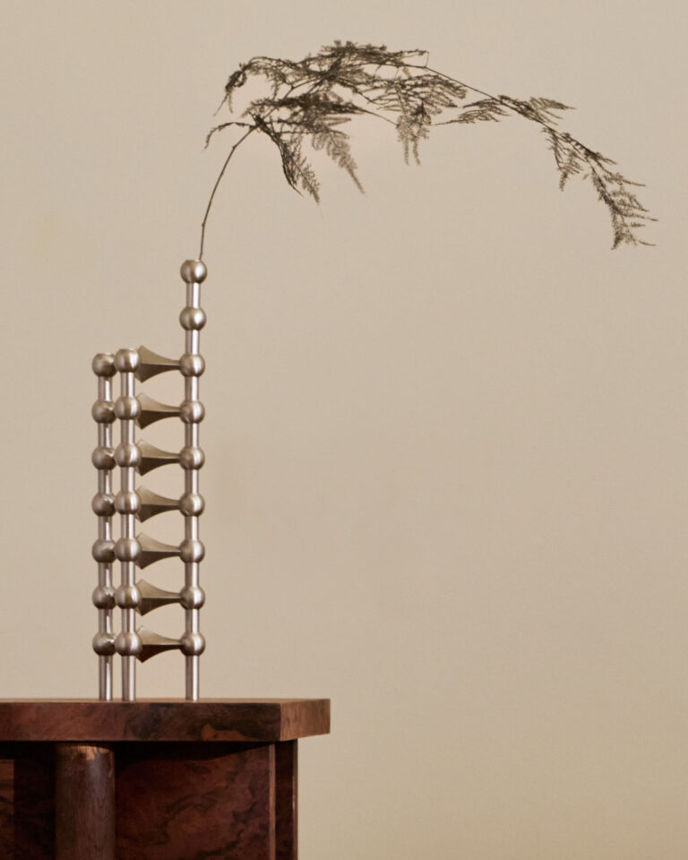 brushed chrome vase