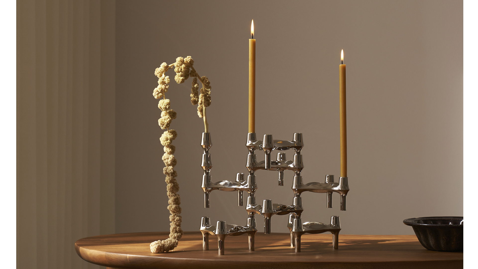 bmf candle holders and candles in golden honey