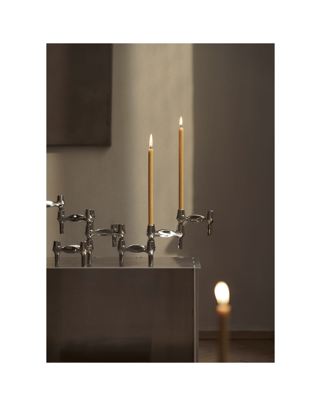 bmf candle holders and candles in golden honey