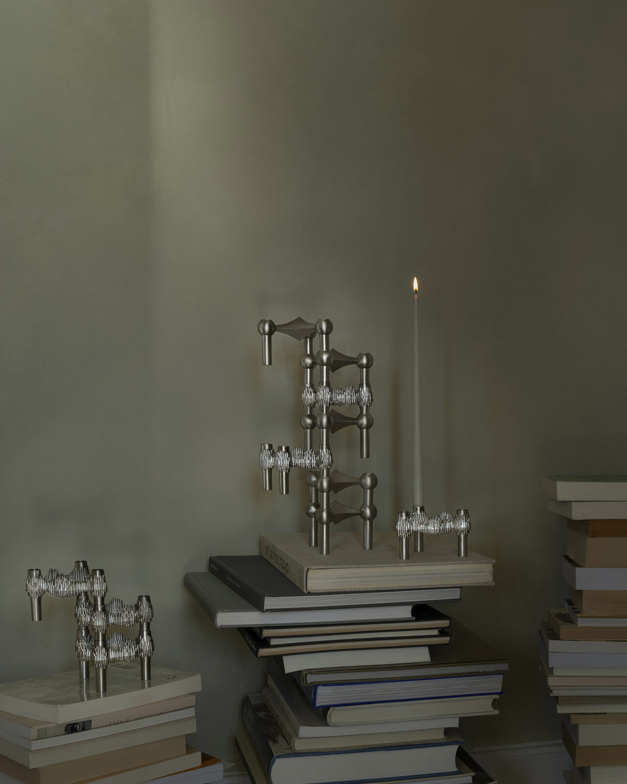 Nagel and Quist candle holders in brushed chrome
