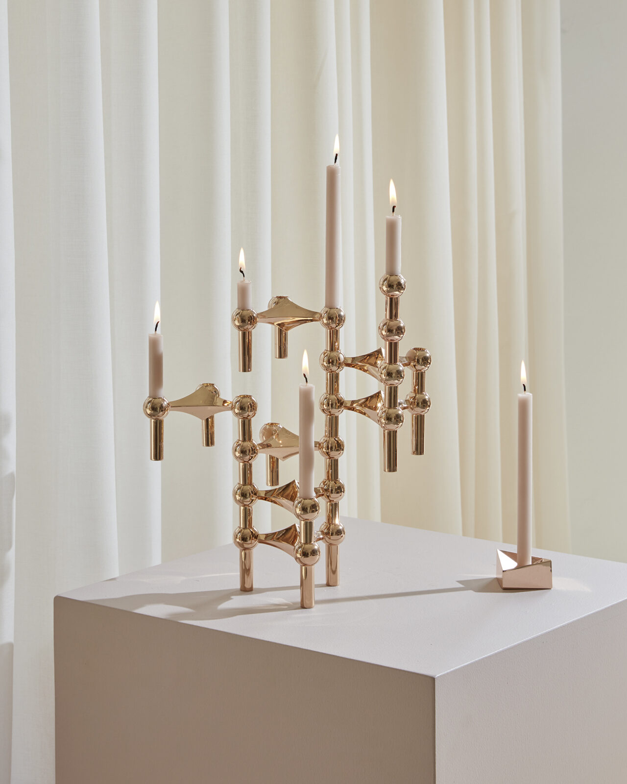 stoff nagel candle holders in rose gold