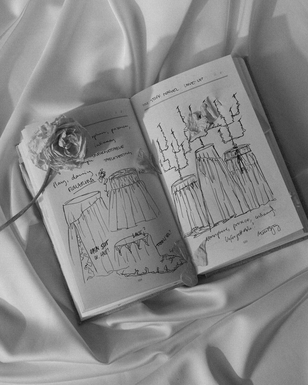 sketches of the stoff nagel tablecloths by Mette Bjerg