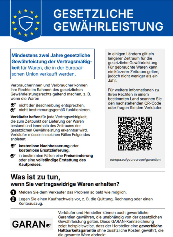 legal guarantee notice